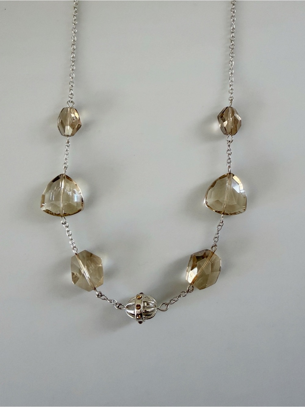 WHBM Silver Tone Glass Beaded Necklace